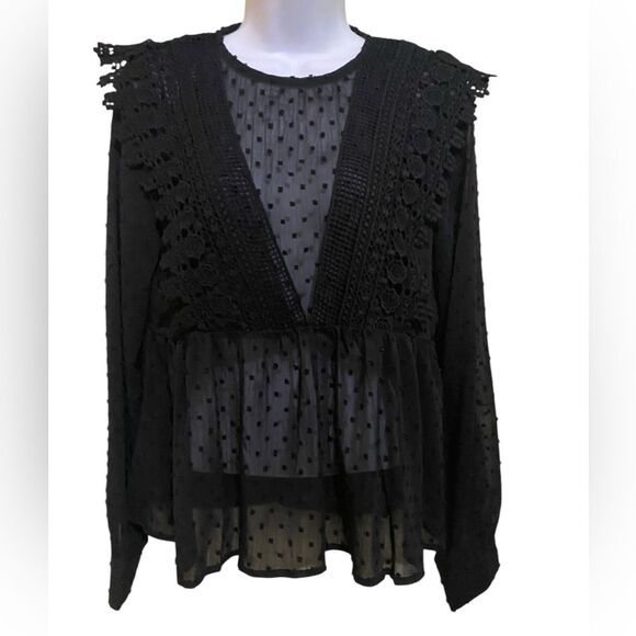 Y2K Sheer Lace Empire Waist Top Size Small Victorian Whimsigoth Fairy Croquette - Picture 1 of 13